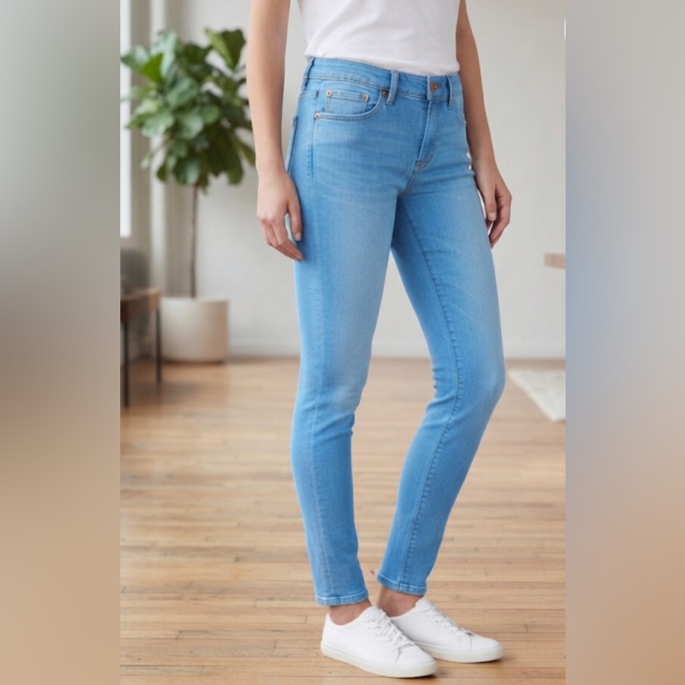One green elephant | bright blue jeans | size 4
